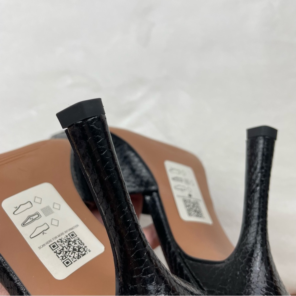 Y2k 90s Style Black Square Toe Open Toe Heels - image 6